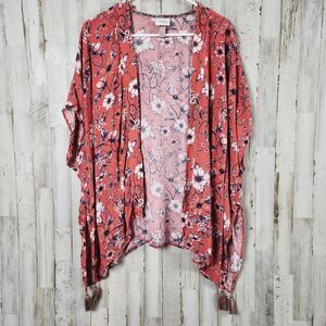 Knox Rose Desert Coral Floral Tassel Cardigan Size XS/S